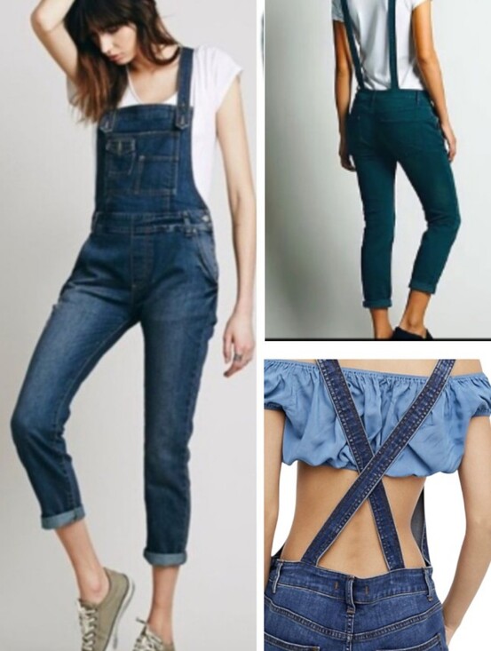 Free People Denim - Free People Slim Leg Ankle Denim Bib Overalls